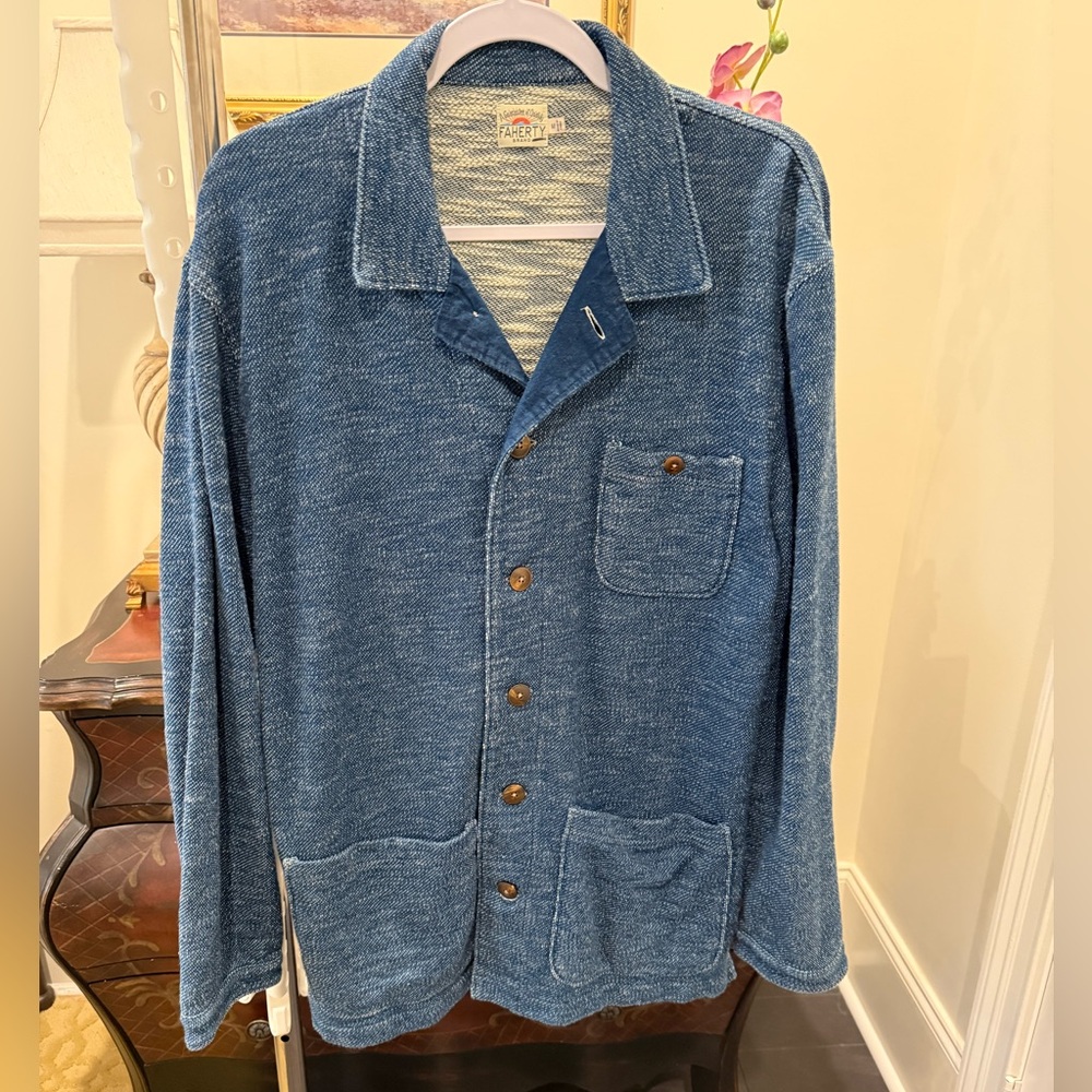 Faherty Indigo Blue Knit Jacket